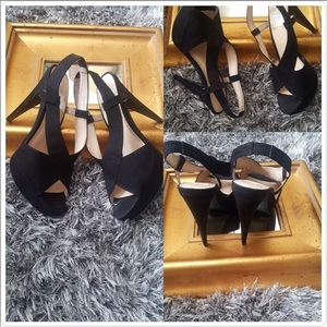Nine West platform black heels 7.5 fits 8